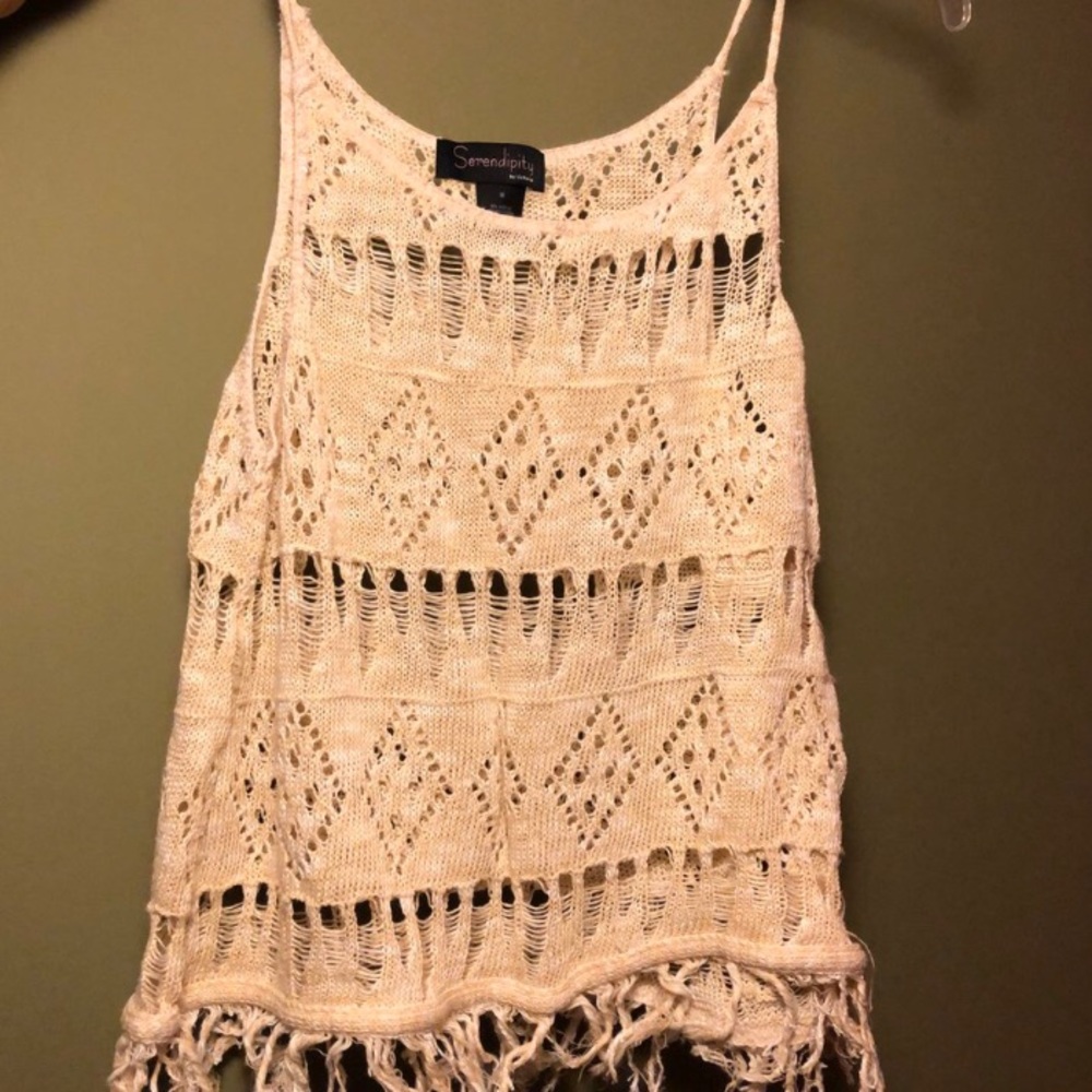 Beige Knitted Tank Top